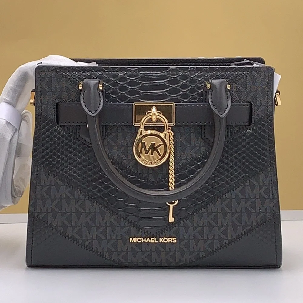 Michael Kors Hamilton Small Satchel Shoulder Crossbody Bag Black Multi NWT